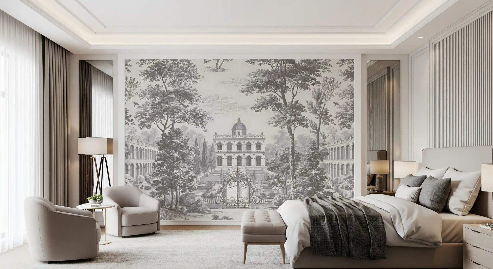 Grand Estate Garden Scene Wall Mural
