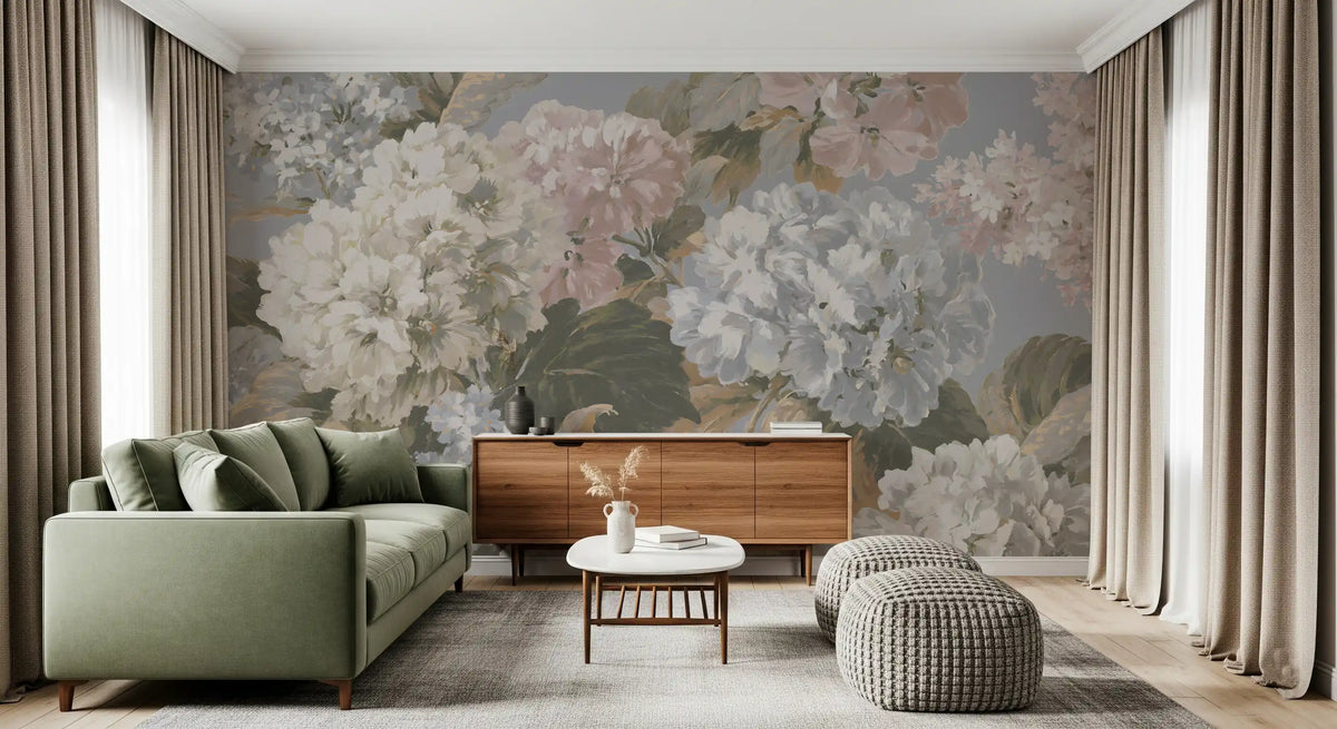 Vintage Hydrangea Botanical Garden Wall Mural