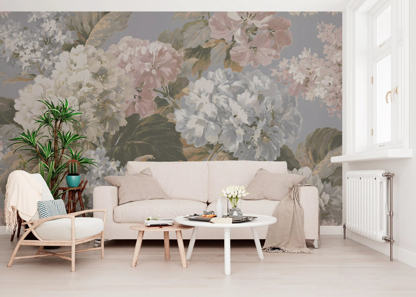 Vintage Hydrangea Botanical Garden Wall Mural