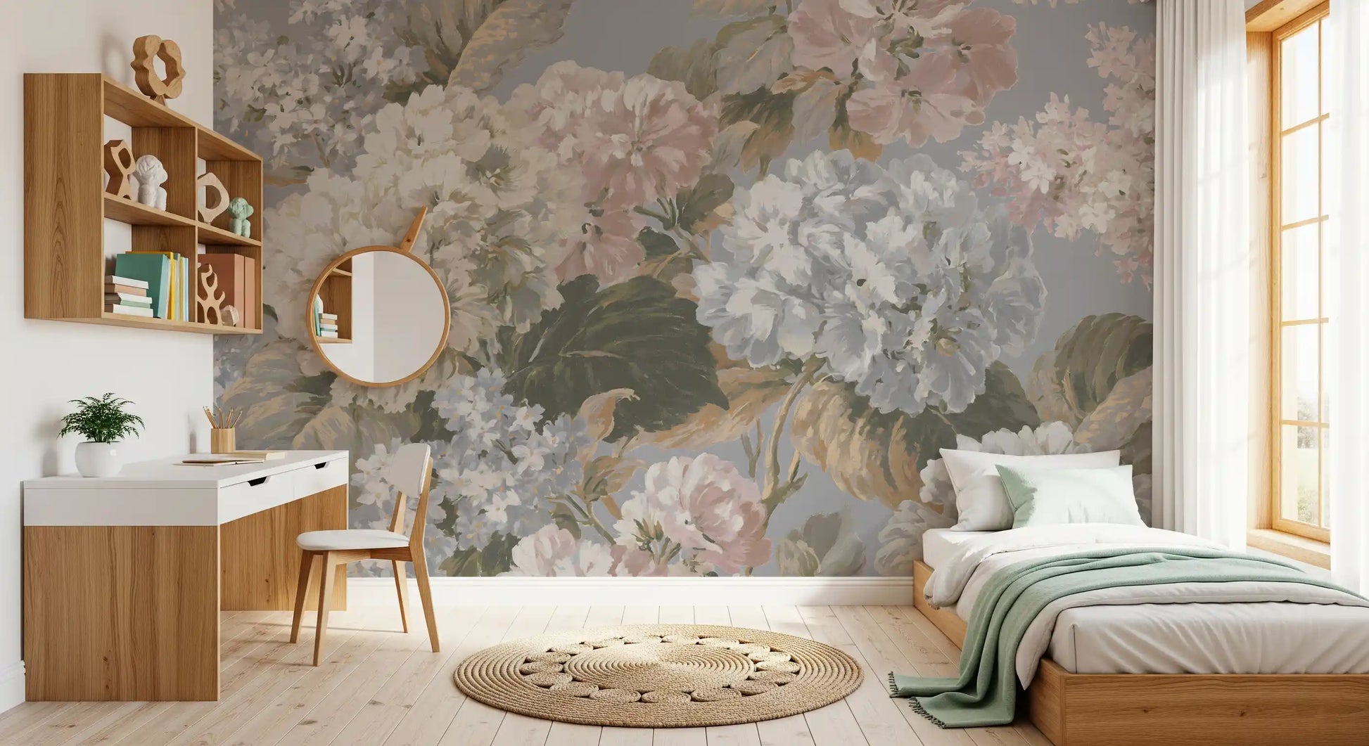 Vintage Hydrangea Botanical Garden Wall Mural