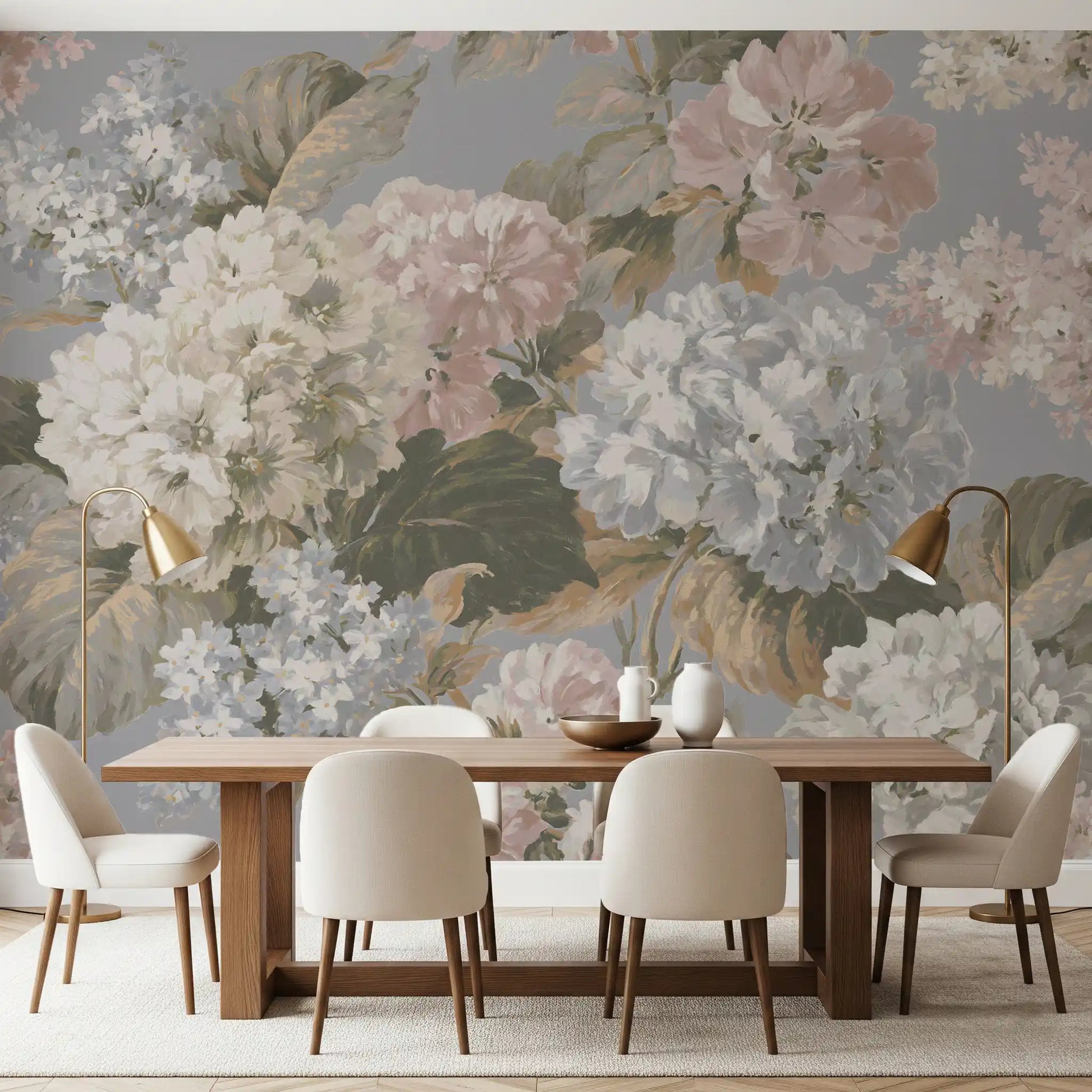 Vintage Hydrangea Botanical Garden Wall Mural