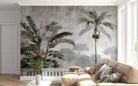 Vintage Tropical Balustrade Scene Wall Mural