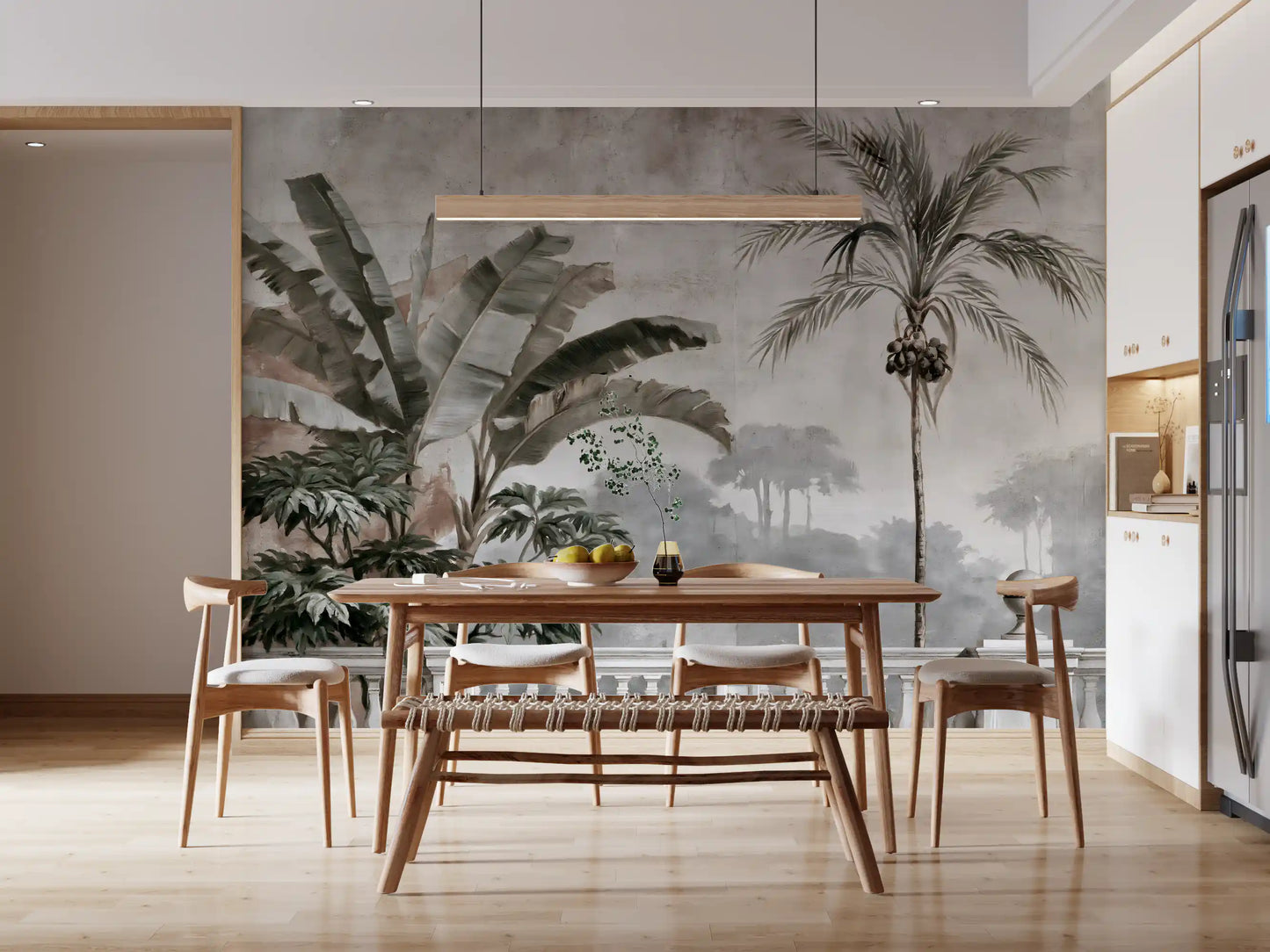 Vintage Tropical Balustrade Scene Wall Mural