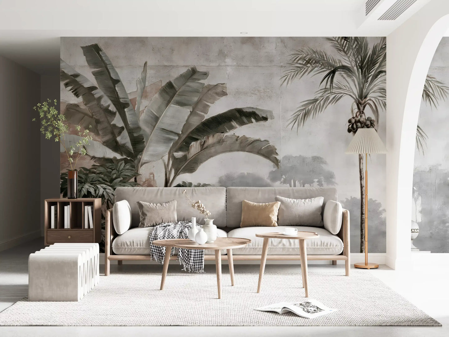 Vintage Tropical Balustrade Scene Wall Mural