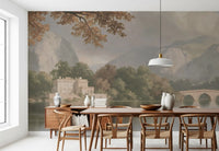 Hazy Mountain Lake Retreat Wall Mural