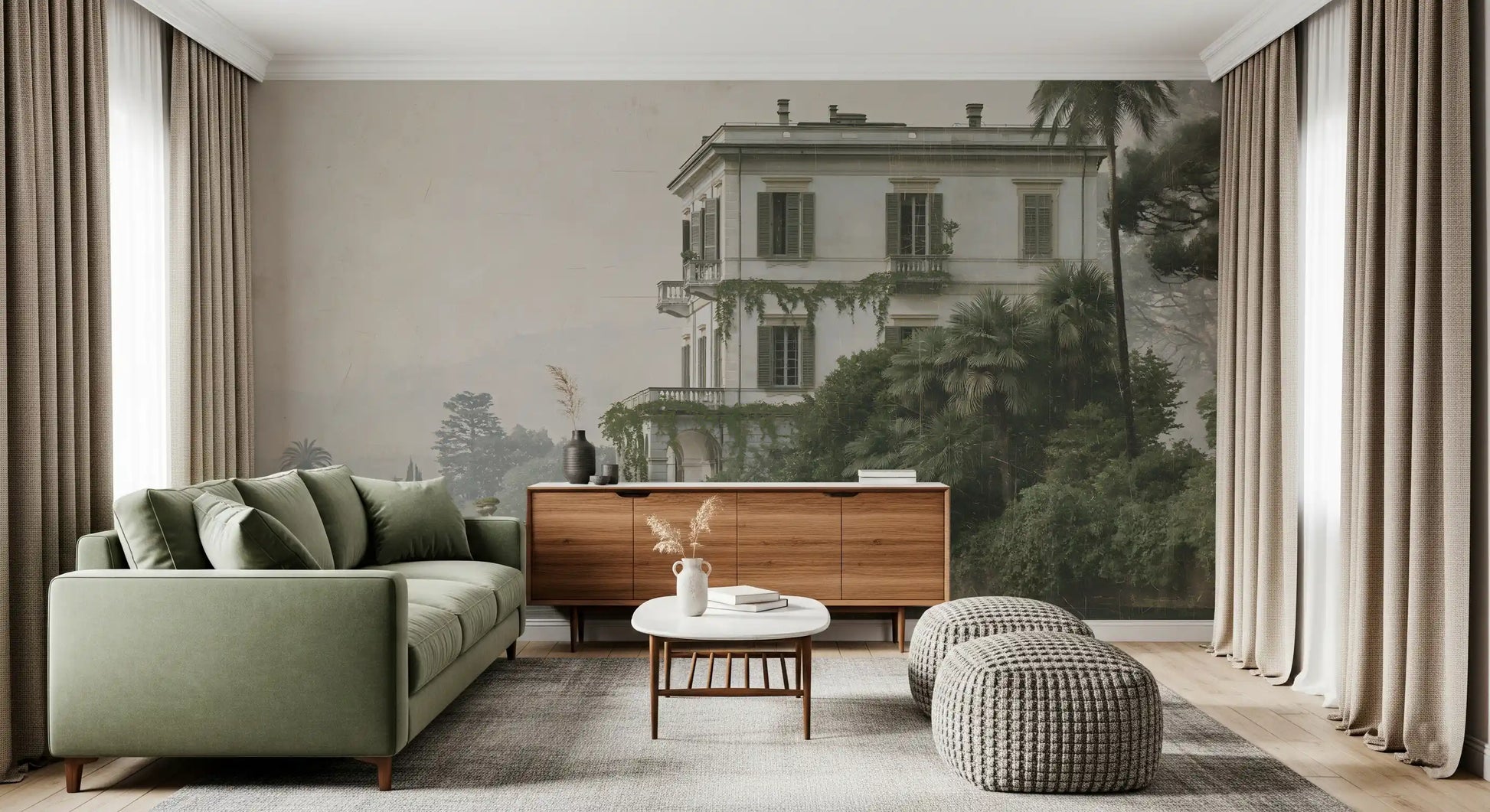 Vintage Villa by the Water Wall Mural