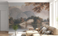 Serene Mountain Lake Estate Landscape Wall Mural
