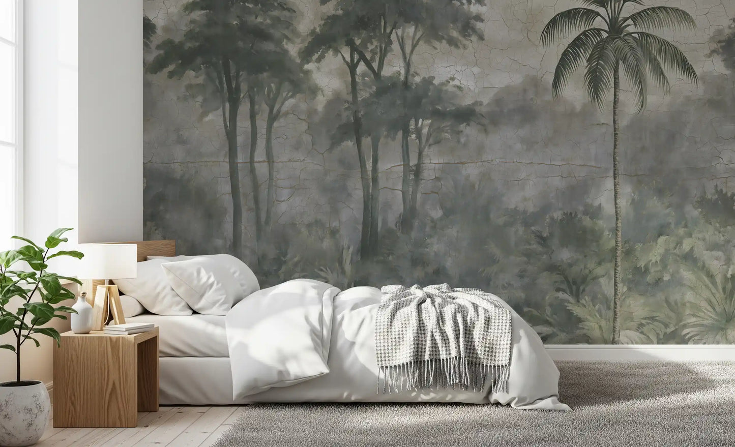 Misty River Botanical Landscape Wall Mural