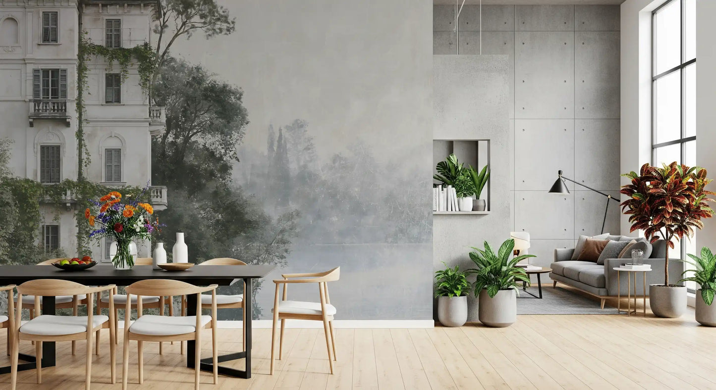 Misty Botanical Architectural Haven Wall Mural