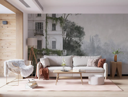 Misty Botanical Architectural Haven Wall Mural