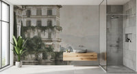 Misty Lakefront Manor Sketch Wall Mural