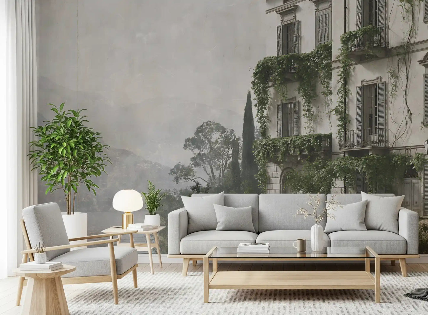 Vintage Mediterranean Estate View Wall Mural