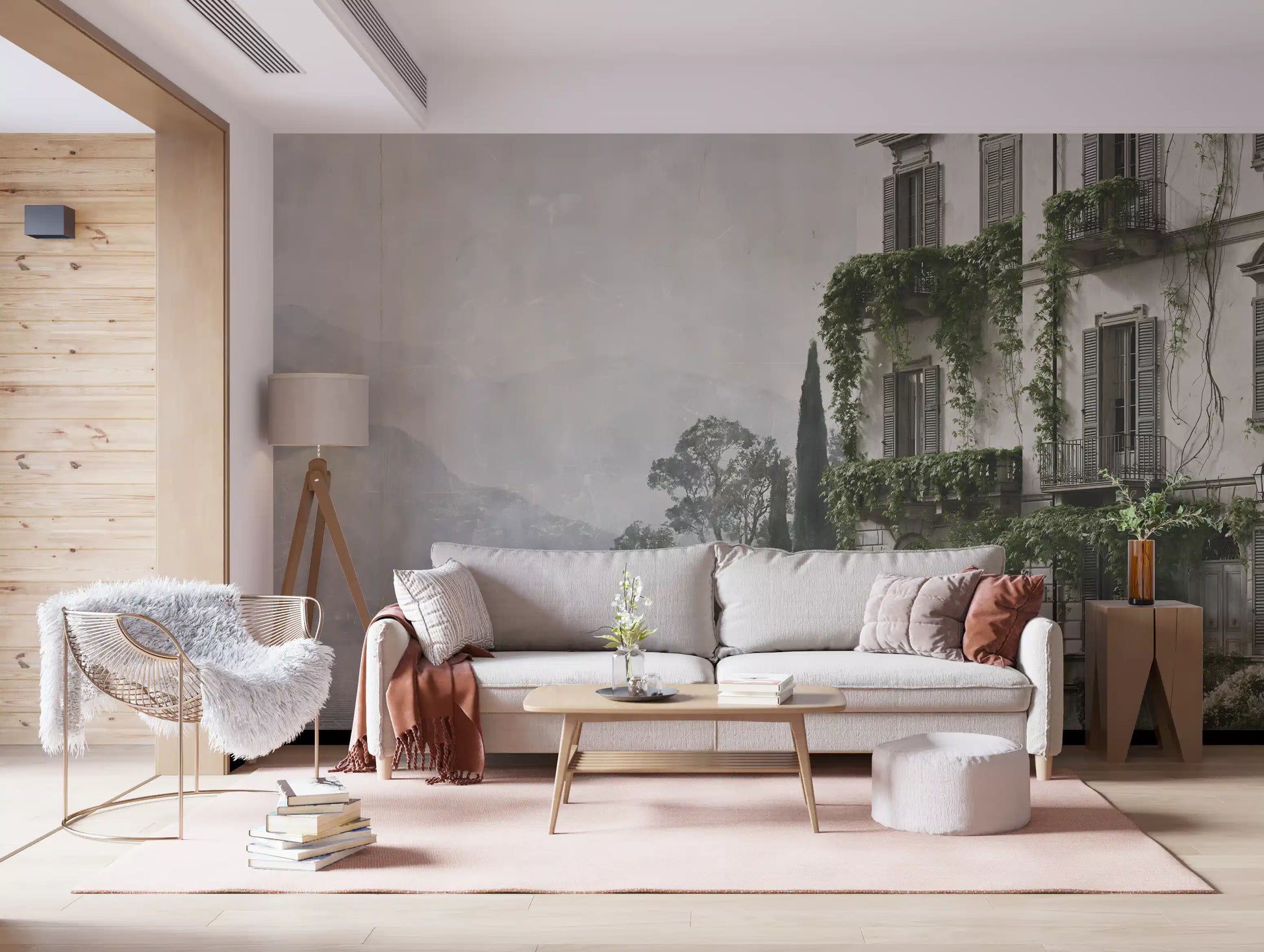 Vintage Mediterranean Estate View Wall Mural