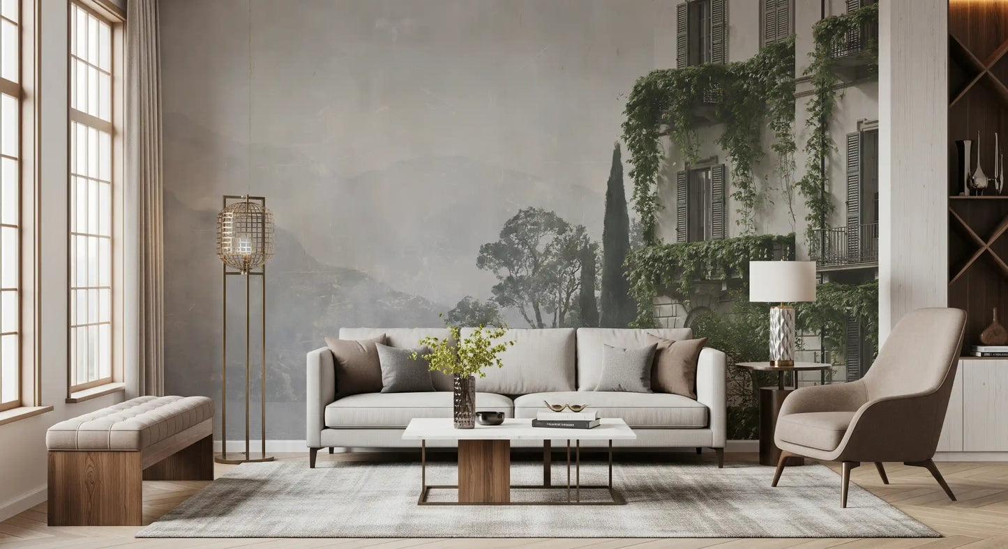 Vintage Mediterranean Estate View Wall Mural