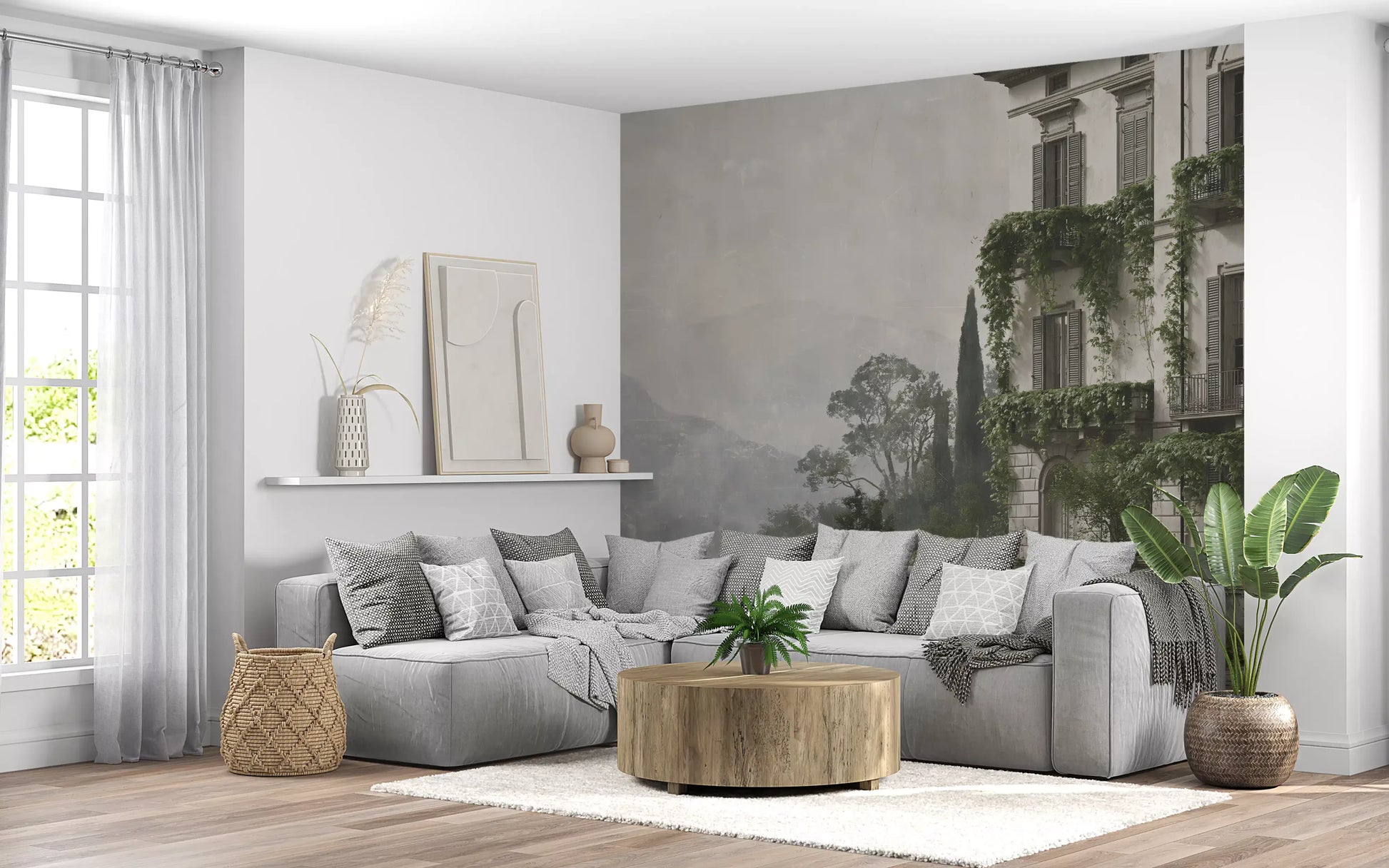 Vintage Mediterranean Estate View Wall Mural