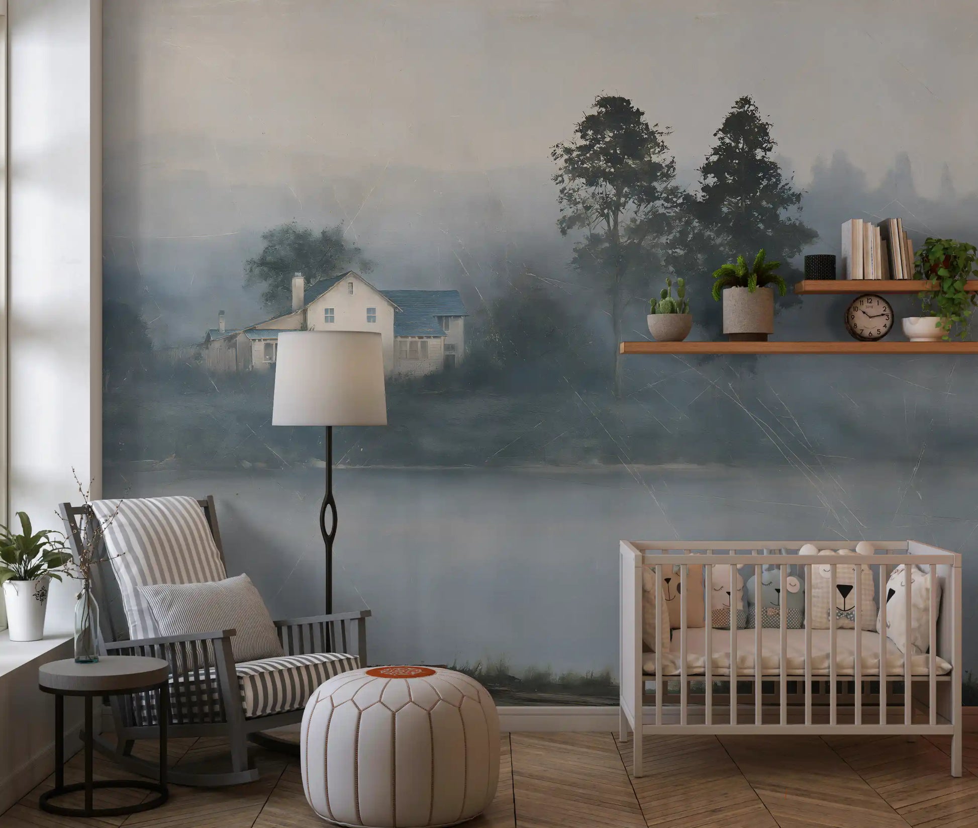 Foggy Morning Shoreline Retreat Wall Mural