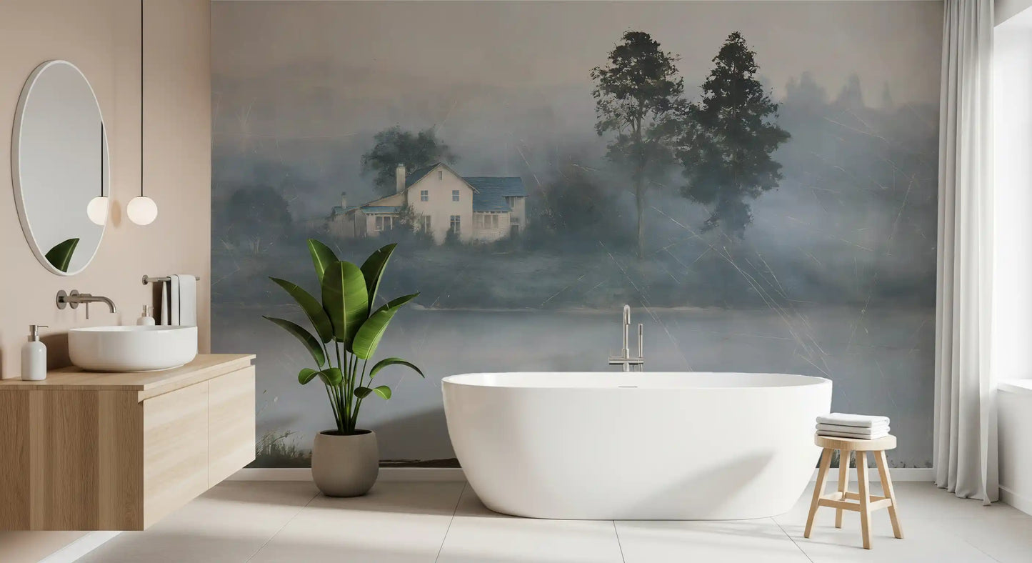 Foggy Morning Shoreline Retreat Wall Mural