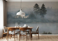 Foggy Morning Shoreline Retreat Wall Mural