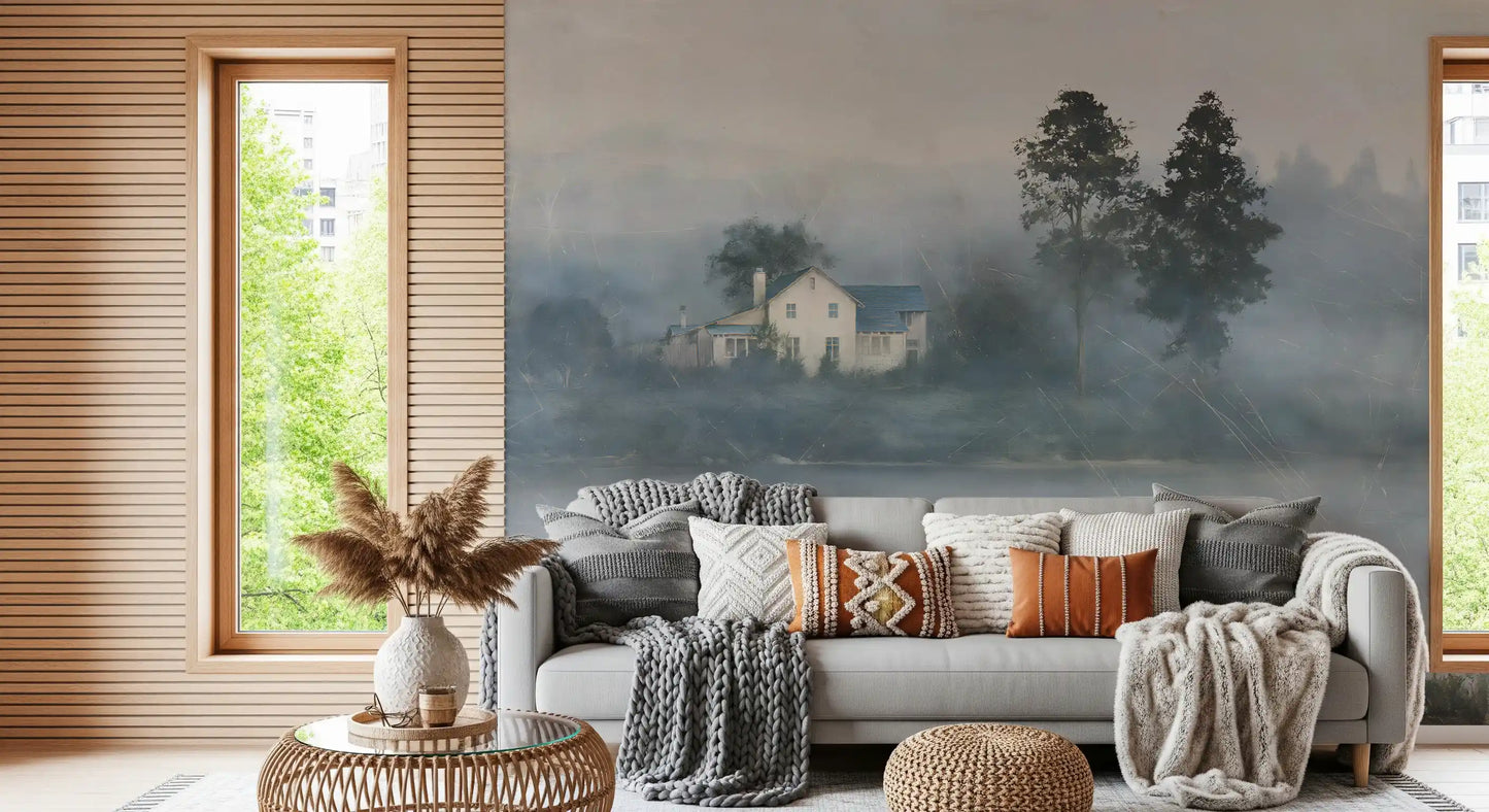 Foggy Morning Shoreline Retreat Wall Mural