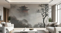 Misty Pagoda Mountain Retreat Wall Mural