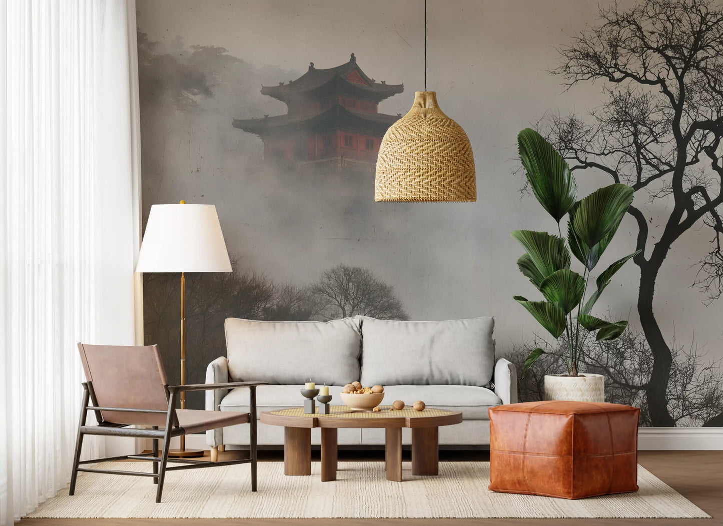 Misty Pagoda Mountain Retreat Wall Mural