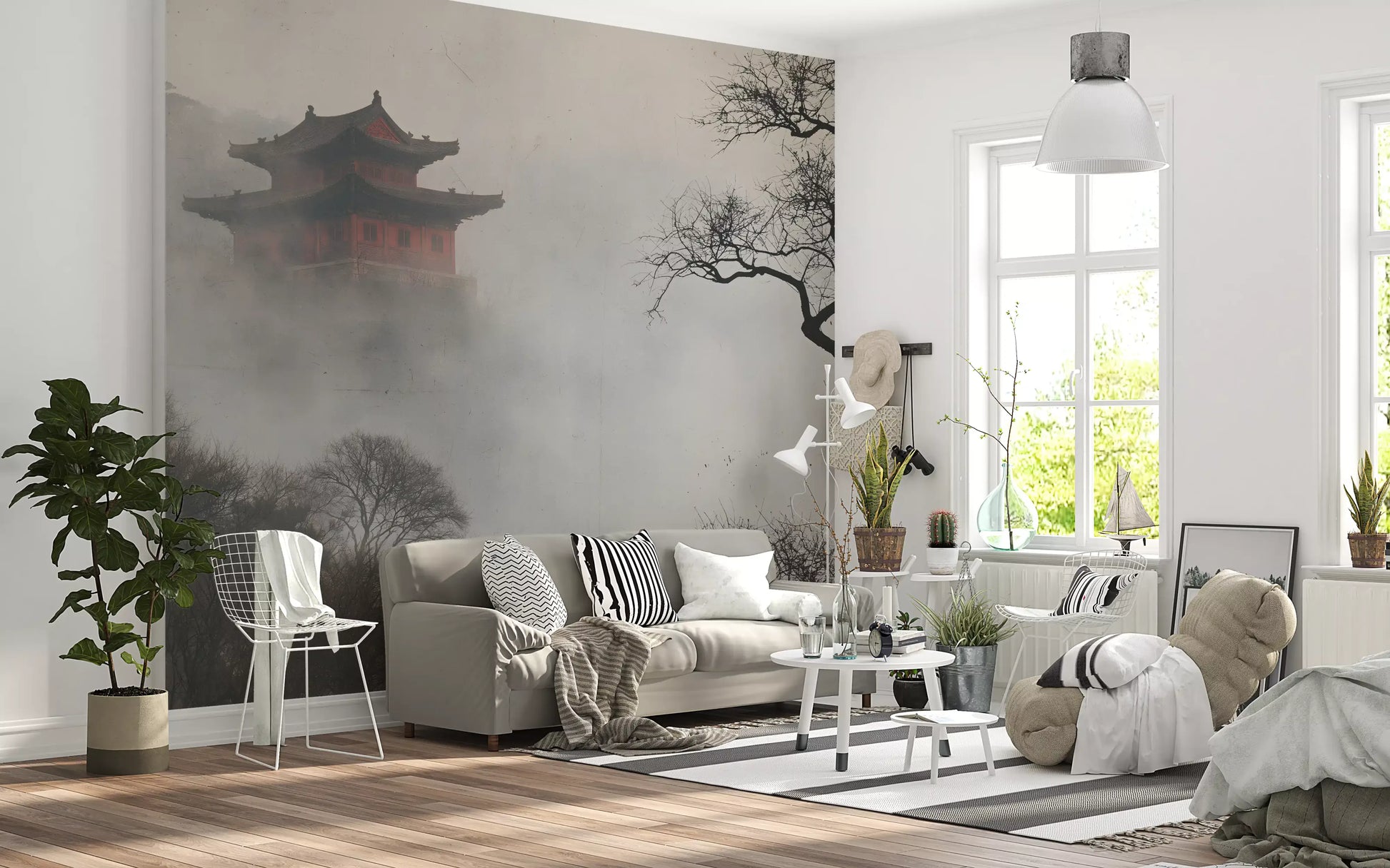 Misty Pagoda Mountain Retreat Wall Mural