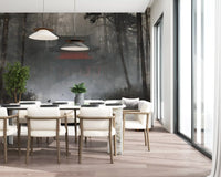 Zen Temple Foggy Woodland Wall Mural