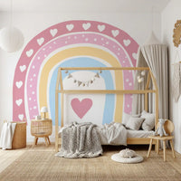 Soft Pastel Rainbow Heart Arch Wall Mural