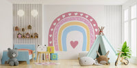 Soft Pastel Rainbow Heart Arch Wall Mural