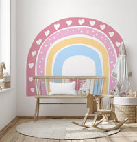 Soft Pastel Rainbow Heart Arch Wall Mural