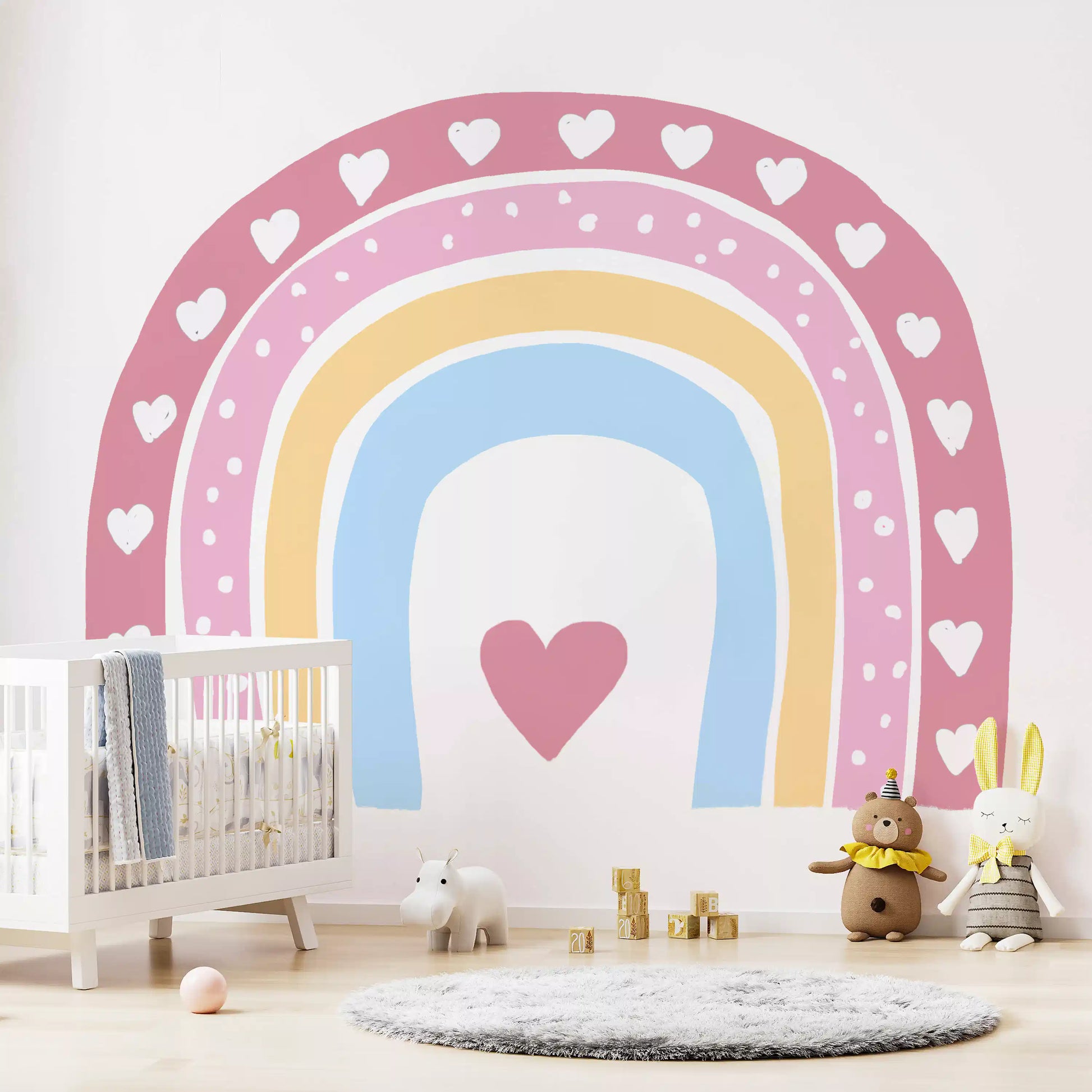 Soft Pastel Rainbow Heart Arch Wall Mural