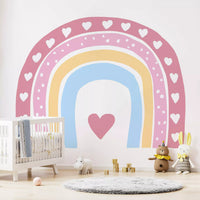 Soft Pastel Rainbow Heart Arch Wall Mural