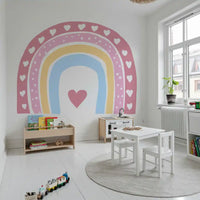 Soft Pastel Rainbow Heart Arch Wall Mural