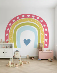 Boho Hearts Rainbow Motif Wall Mural