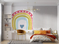 Boho Hearts Rainbow Motif Wall Mural
