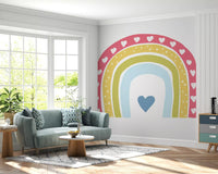 Boho Hearts Rainbow Motif Wall Mural