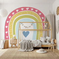 Boho Hearts Rainbow Motif Wall Mural