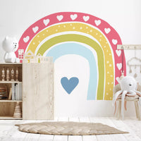 Boho Hearts Rainbow Motif Wall Mural