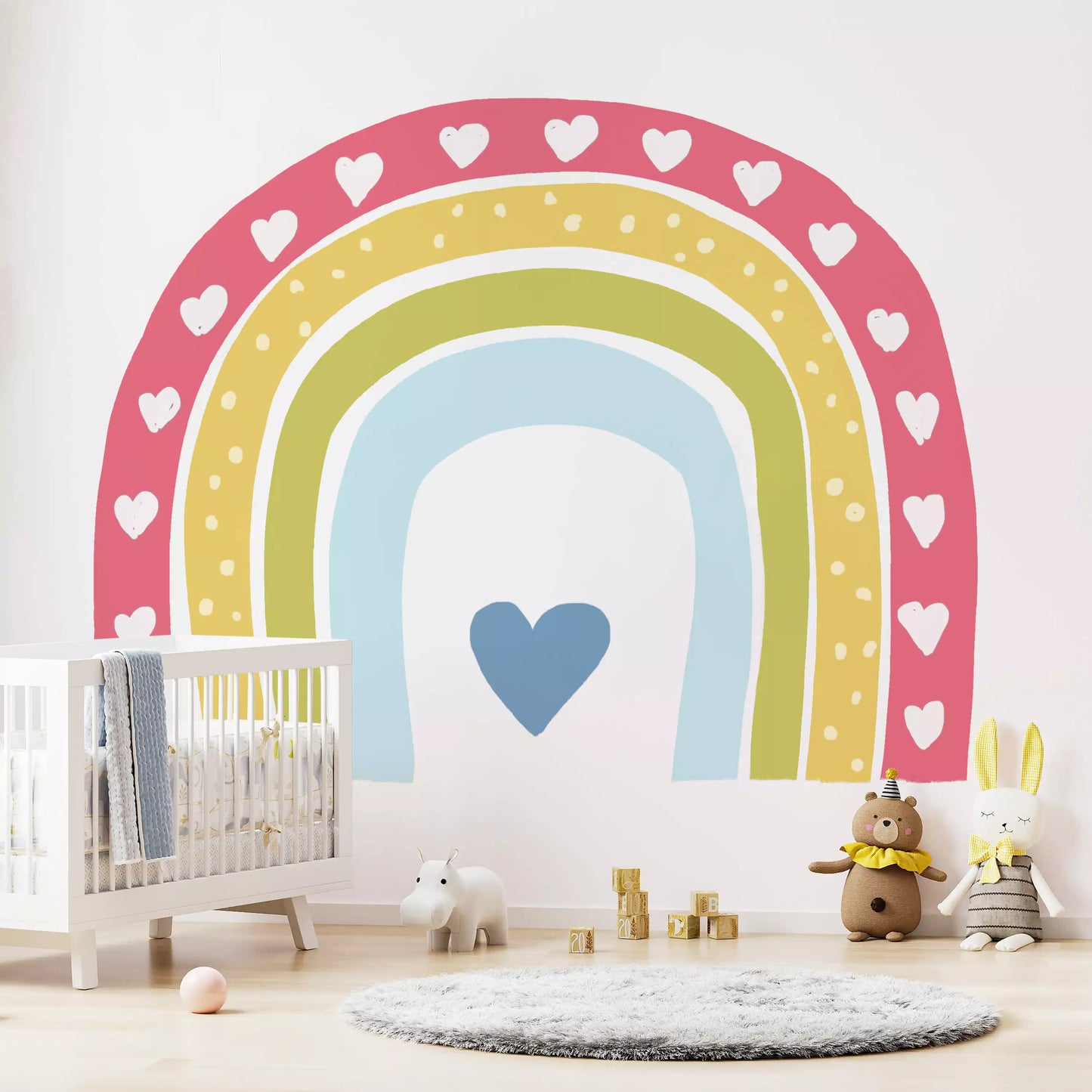 Boho Hearts Rainbow Motif Wall Mural