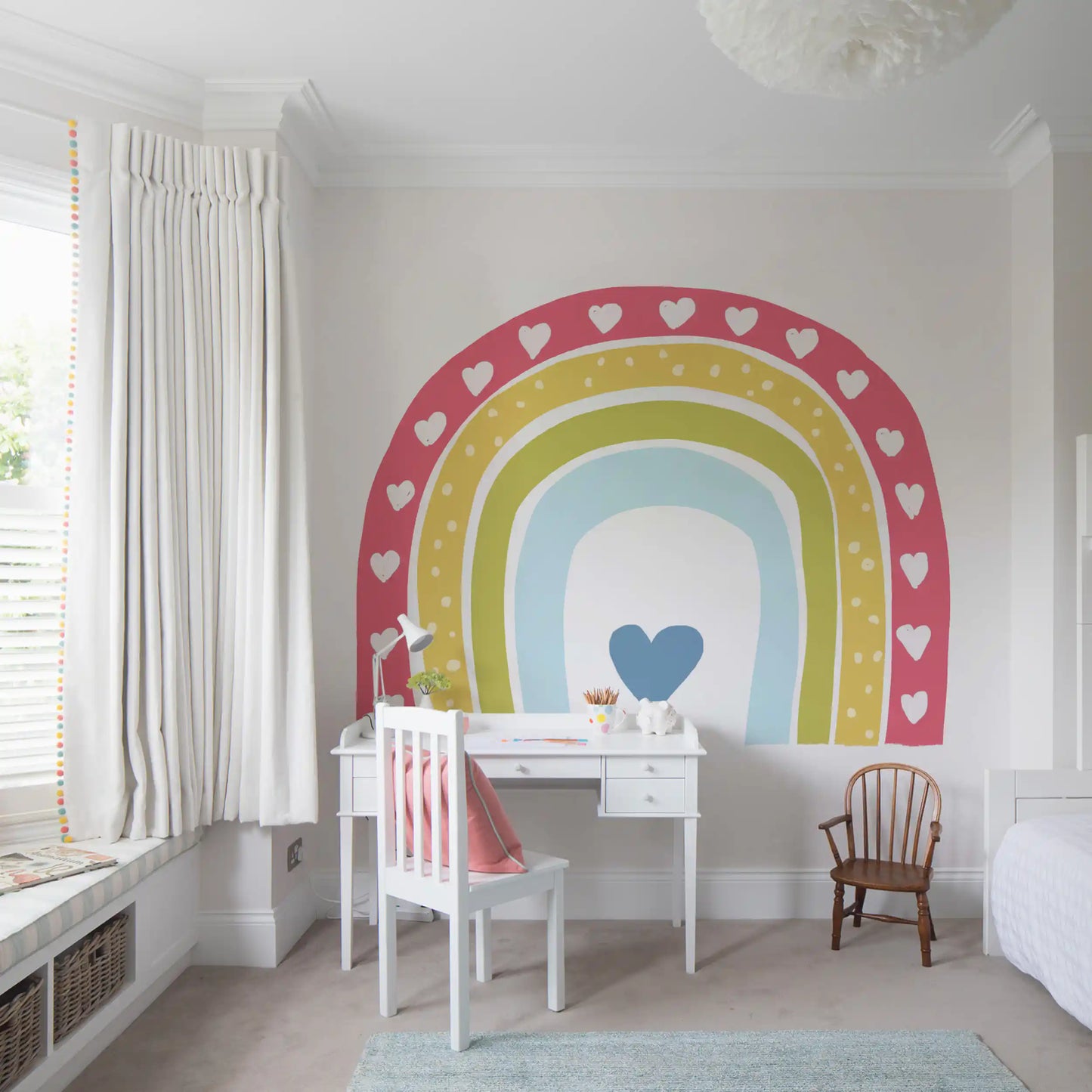 Boho Hearts Rainbow Motif Wall Mural