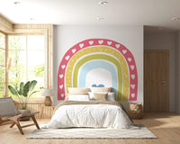 Boho Hearts Rainbow Motif Wall Mural
