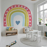 Boho Hearts Rainbow Motif Wall Mural