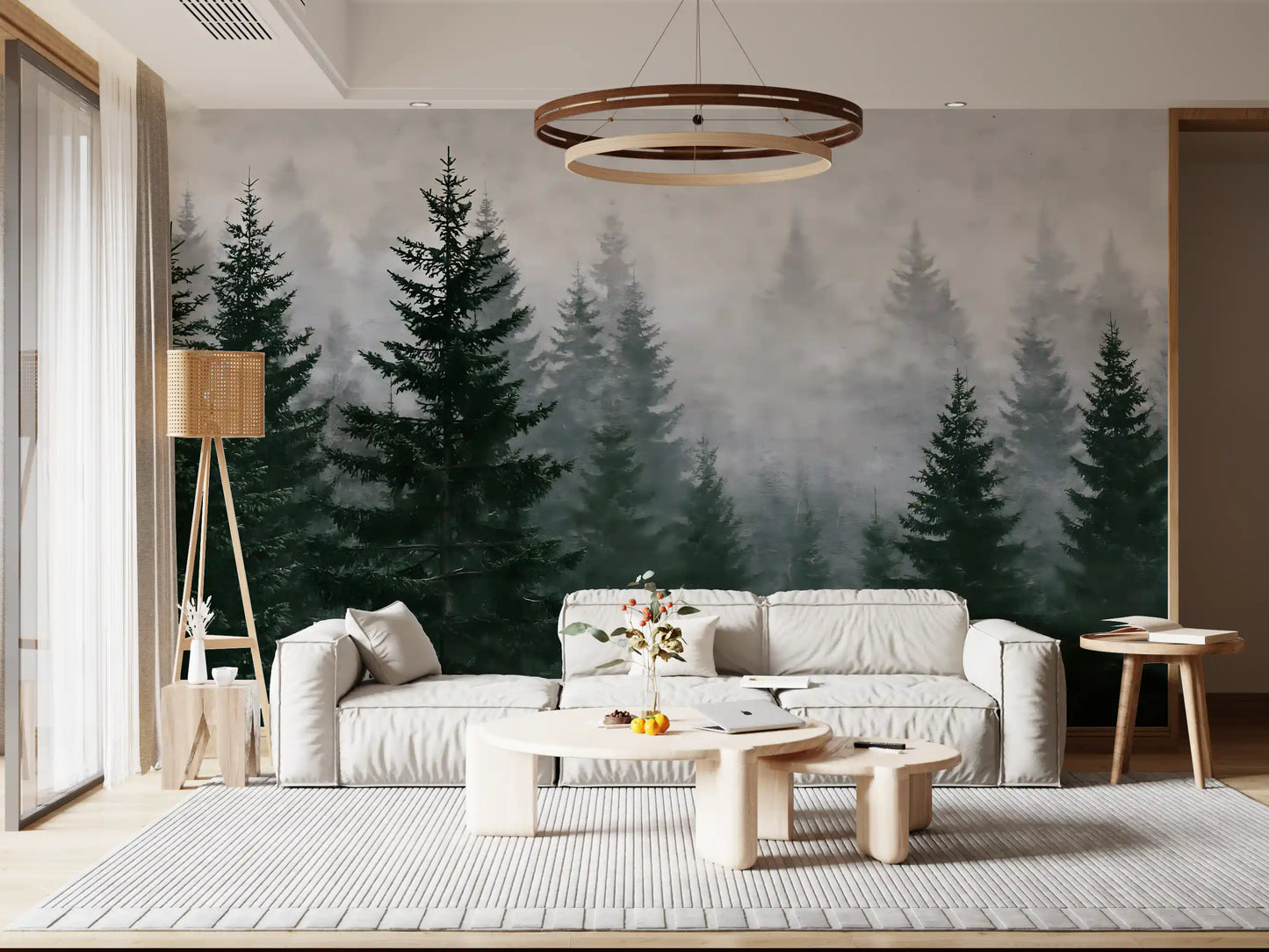 Evergreen Wilderness in Fog Wall Mural