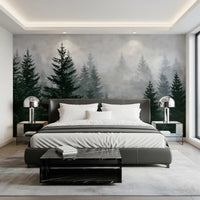 Evergreen Wilderness in Fog Wall Mural