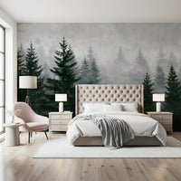 Evergreen Wilderness in Fog Wall Mural