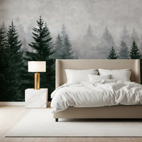 Evergreen Wilderness in Fog Wall Mural