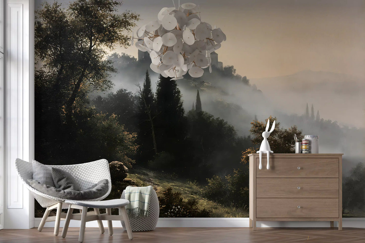 Forgotten Fortress in Morning Mist Wall Mural