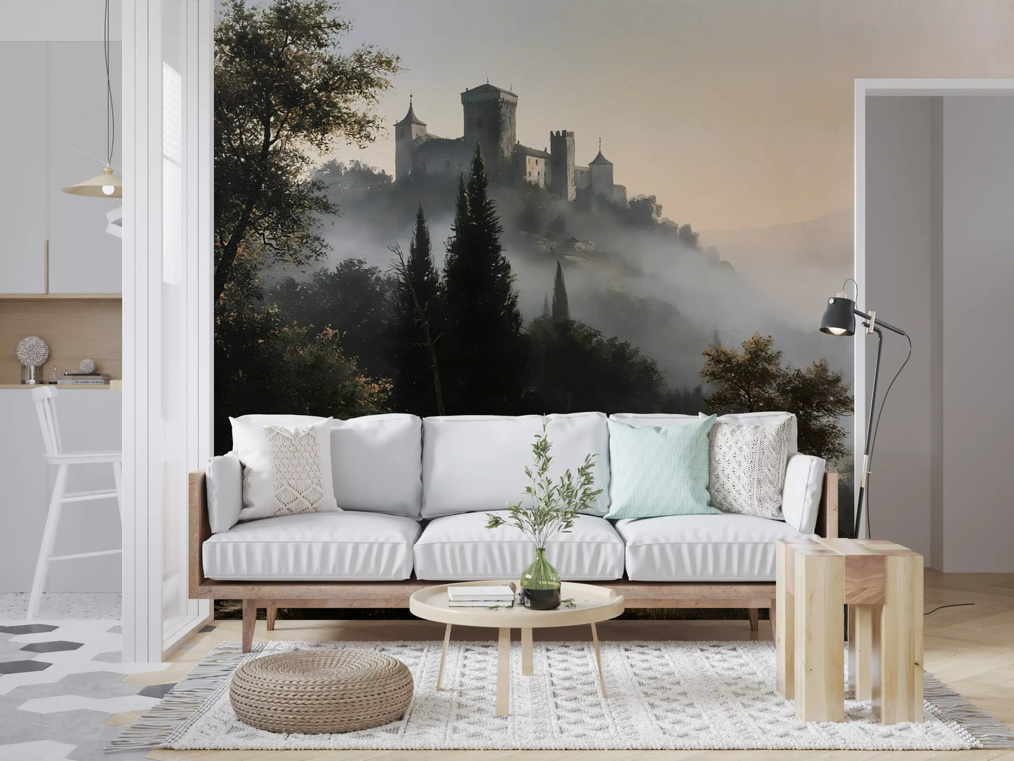 Forgotten Fortress in Morning Mist Wall Mural