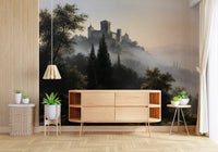 Forgotten Fortress in Morning Mist Wall Mural