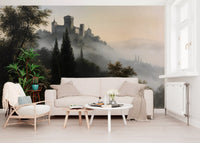 Forgotten Fortress in Morning Mist Wall Mural
